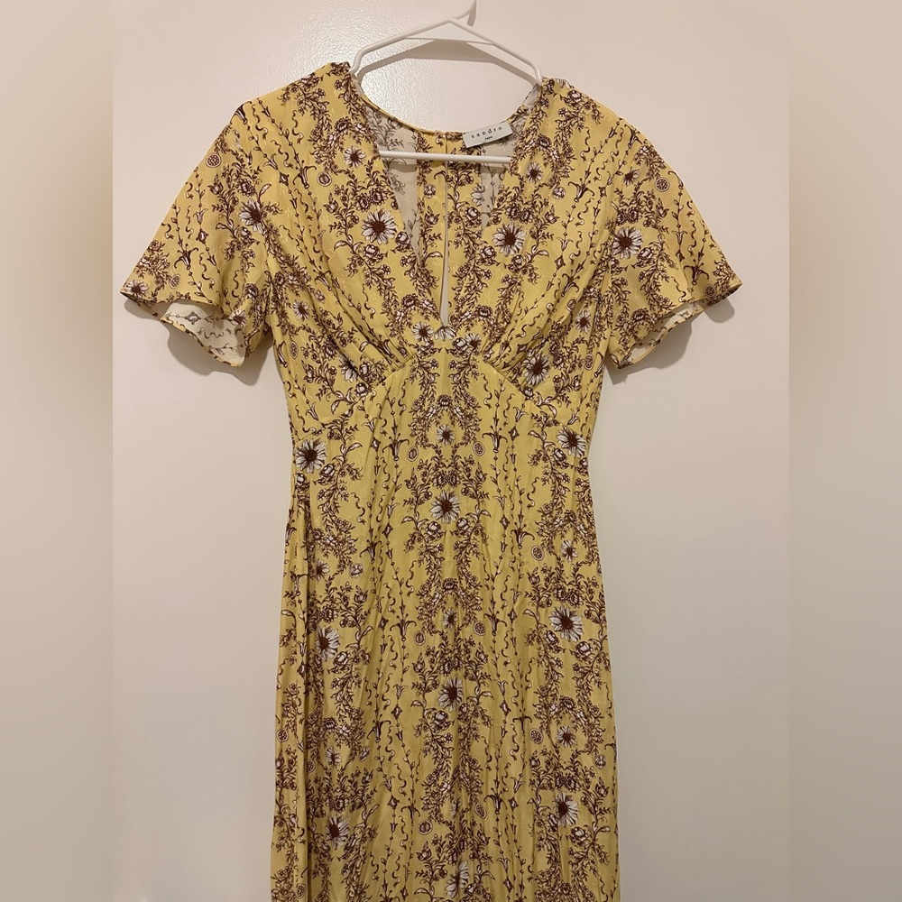 NWT- Sandro Esther Floral Print Maxi Dress - Picture 16 of 17